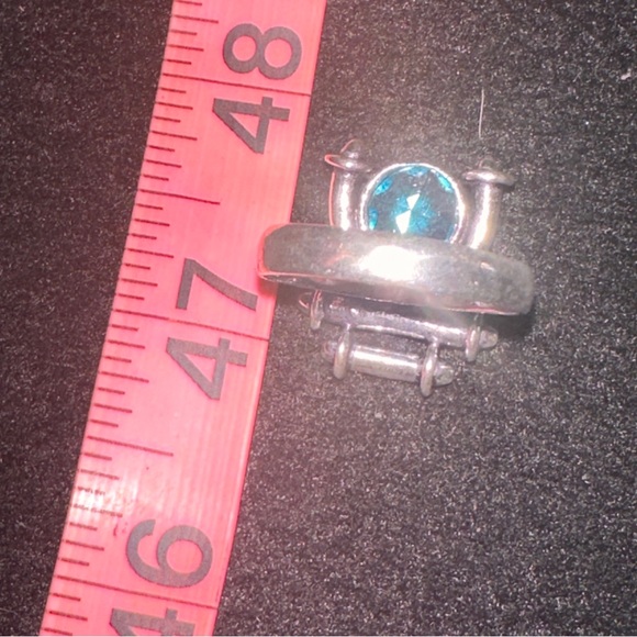 Modern Blue Topaz handmade 925 statement Ring - Picture 12 of 13